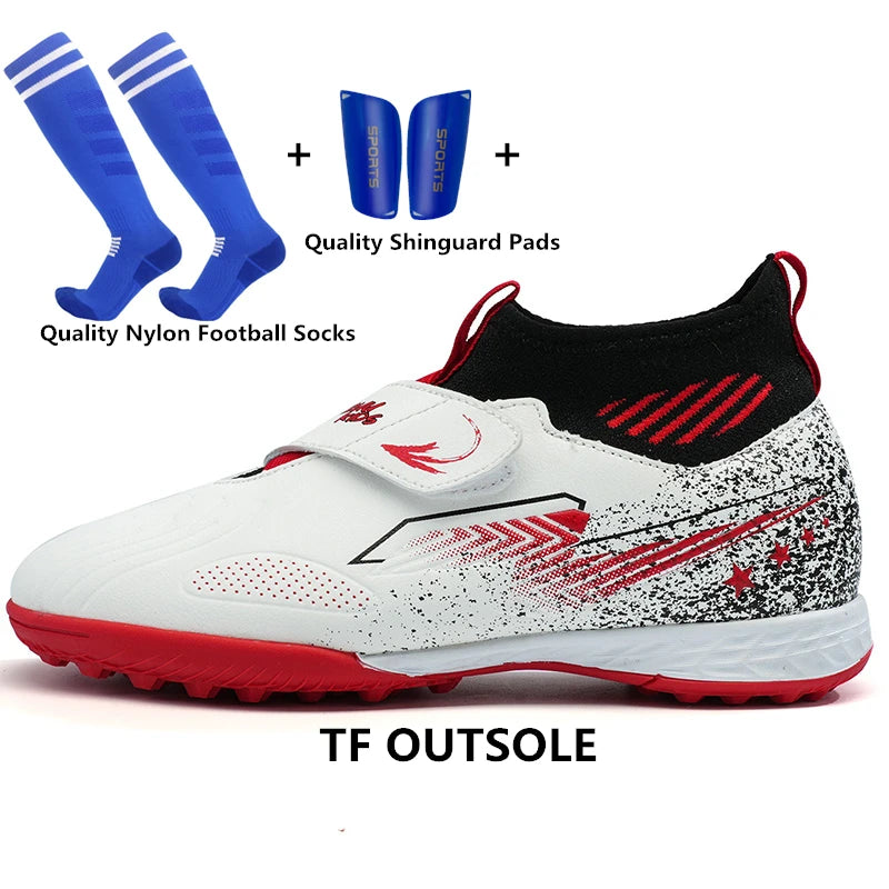 29-39 Boys Football Shoes Velcro Design Kids Girls Soccer Shoes Quality Child Sport Shoes