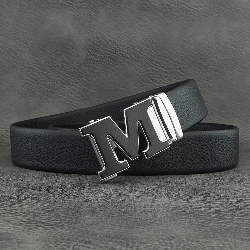 Fashion belts men designer brand cowhide leather high quality M letter Automatic Buckle formal young men leisure Waistband Z277