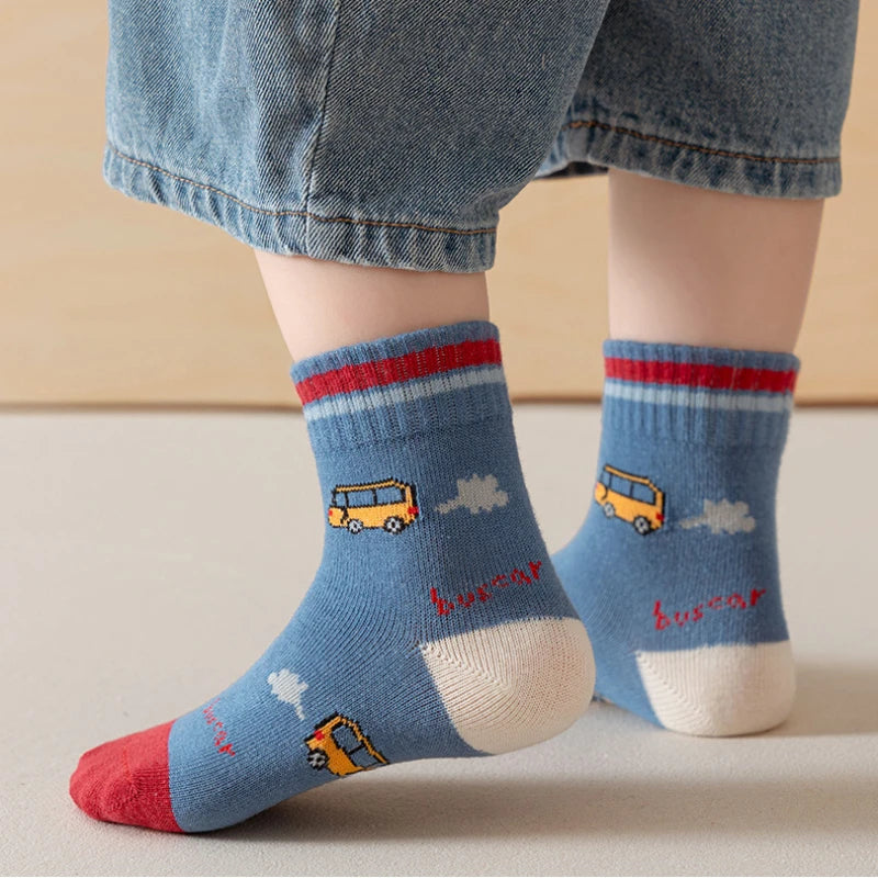 5 Pairs Baby Children's Socks Cartoon Spring Autumn Animal Kids Sock Girls Cute Boy Toddler Socks 1-12 Years