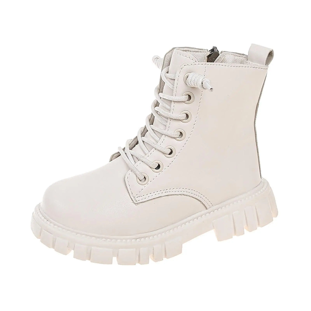 Spring Autumn Girls Fashion Ankle Boots School Kids Leather Boots Thick Bottom Non-slip Children's Causal Boots Black White