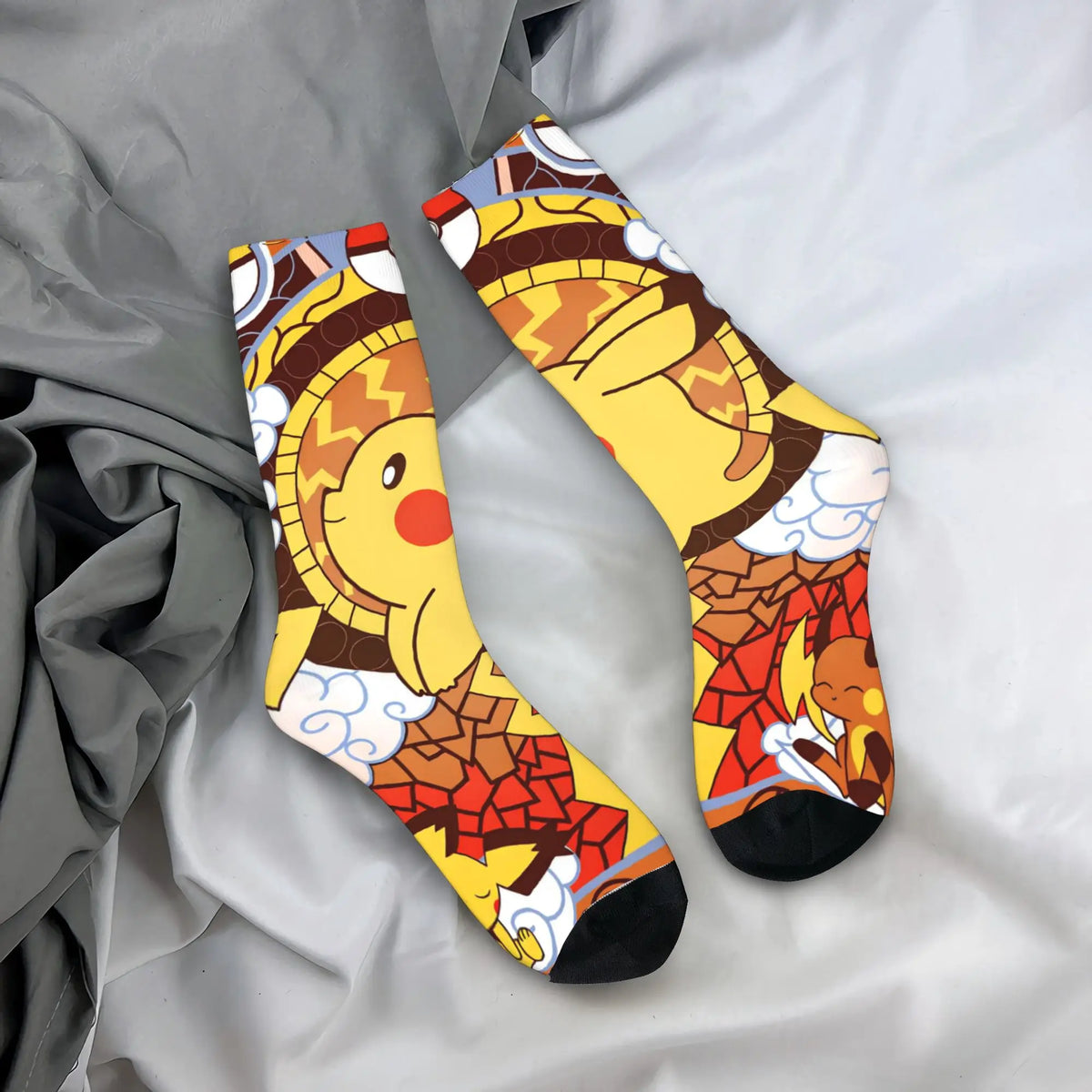 Men's Socks Pokemon Characters  Stockings Non-Slip Comfortable Socks Autumn Modern Design Outdoor Sports Socks