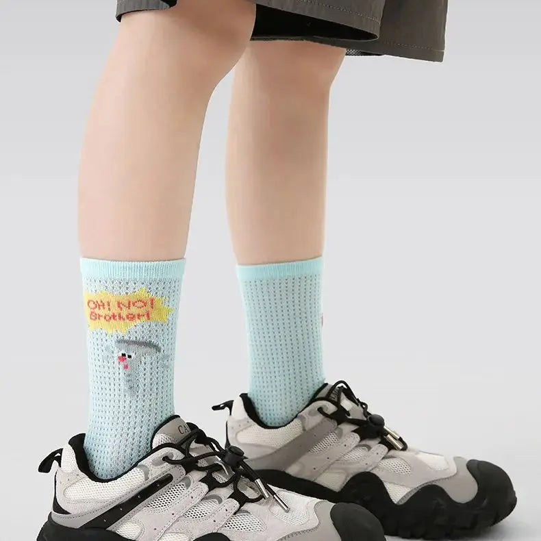 Kids Summer Socks Children's Socks Boys Girls Cartoon Pattern Thin Cotton Mesh Socks 4 Pairs/Lot Baby Calf Socks