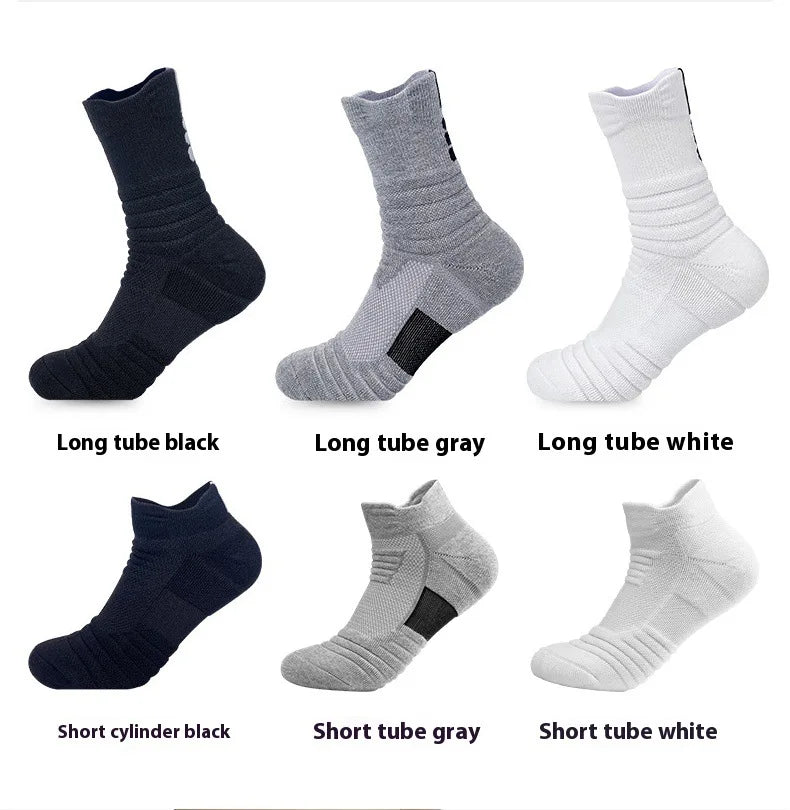 Men's Mid Tube Sports Socks, Badminton Running, Outdoor Socks, Woolen Socks, Sweat Absorbing and Anti Slip Basketball Socks