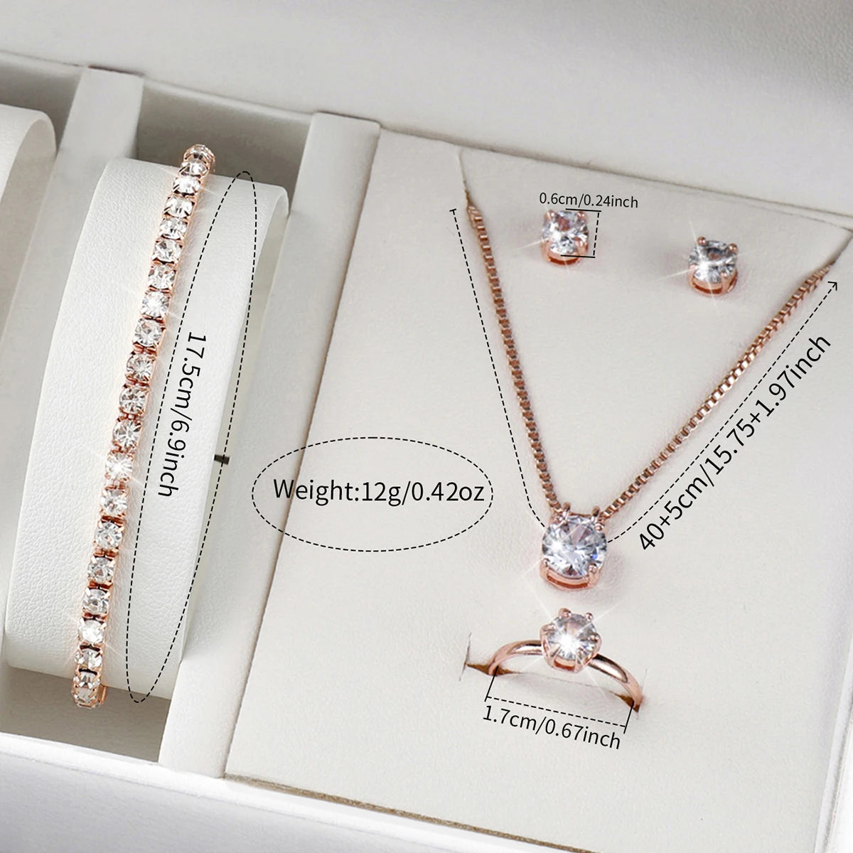 6PCS/Set Women's Watch Fashion Arabic Dial Leather Band Quartz Watches Diamond Jewelry Set（Without Box）