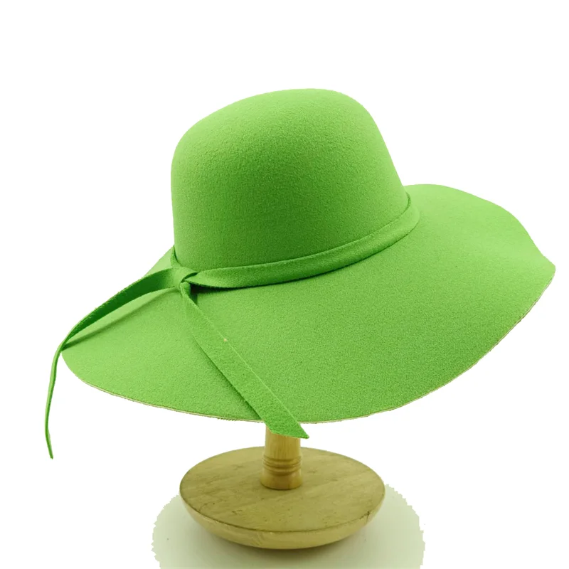 Women Hat  Autumn Winter Vintage Floppy Hat Women Elegant Felt Fedora Hat Wide Brim Sun Cap British Style Fedoras Felt Floppy