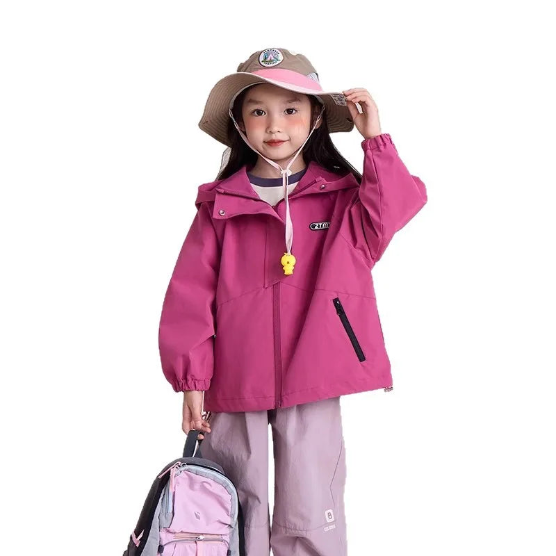 Kids Windbreaker Spring Autumn 2026 New Stylish Little Girl Jacket Girls Hooded Top Boys Jacket Trendy
