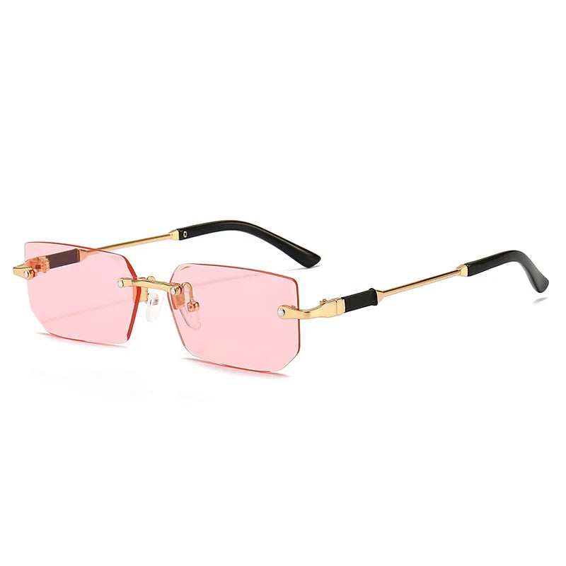 Trendy Rimless Sunglasses for Men Women Luxury design Rectangle Frame Sun Glasses Retro Shades Summer Traveling Eyewear UV400