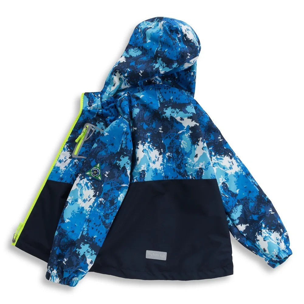 2026 Kids Waterproof Windbreaker Jacket with Hood Fleece Lined Breathable Outdoor Coat for Boys And Girls Children's Clothing