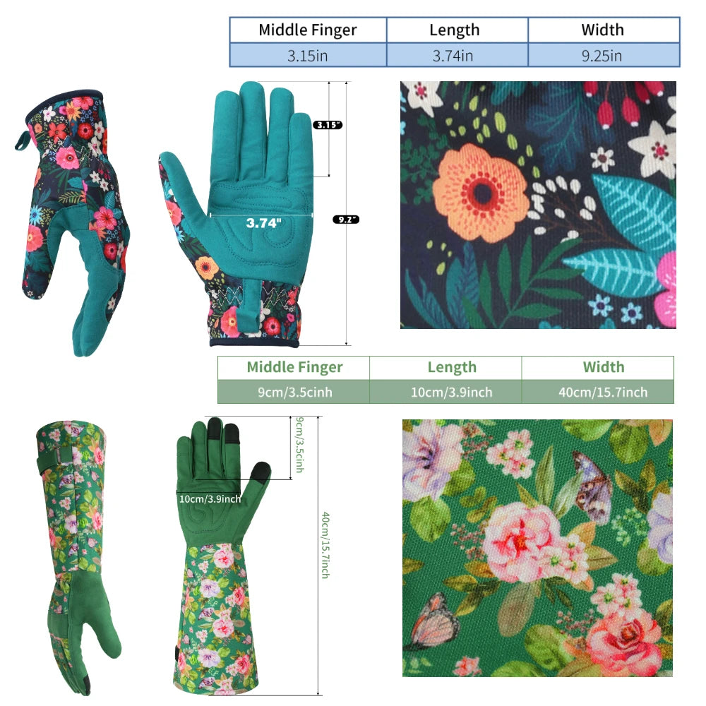 Gardening Gloves for Women Breathable Leather Garden Gloves with Grip Thorn-Proof Puncture-Resistant Work Gloves