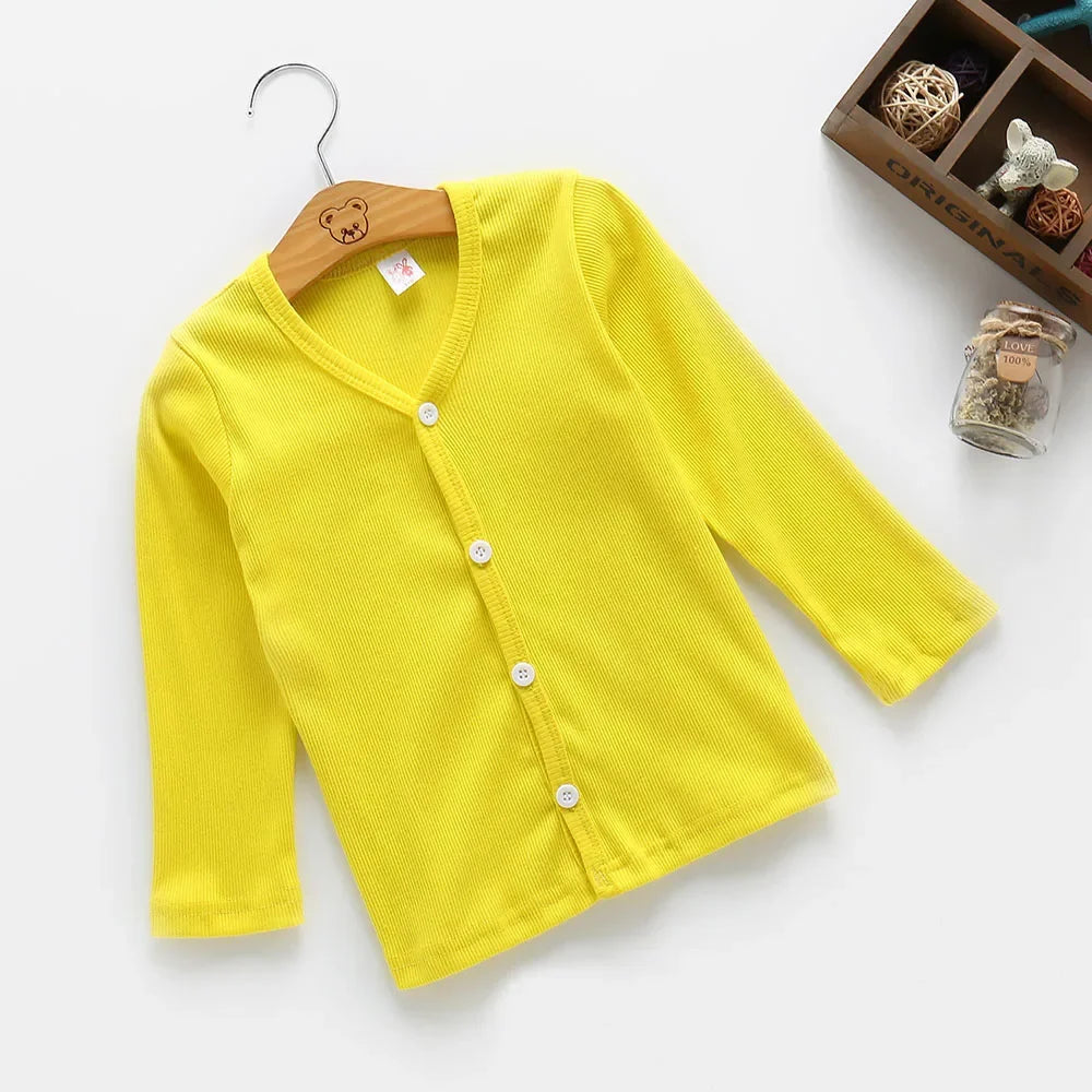 Kids Spring Autumn Clothes Cotton Candy-colored Cardigan Baby Boys and Girls Casual Jacket Sweater Children Outwear Coats 2-6Y