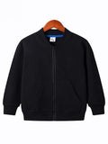 Kids Baseball Jacket V Collar Cardigan Zipper Sweatshirt Spring Autumn Daily Commute Plain Solid Top for Boys And Girls