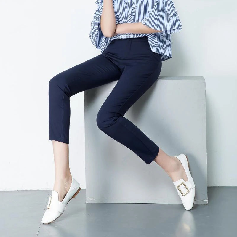 Women's Ol Pencil Ankle-length Pants Oversized 4xl Slim Candy Colors Pantalones Summer Mid Waist 90cm Trousers Suits Spodnie