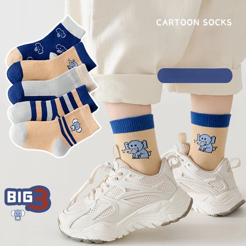5 Pairs Baby Children's Socks Cartoon Spring Autumn Animal Kids Sock Girls Cute Boy Toddler Socks 1-12 Years