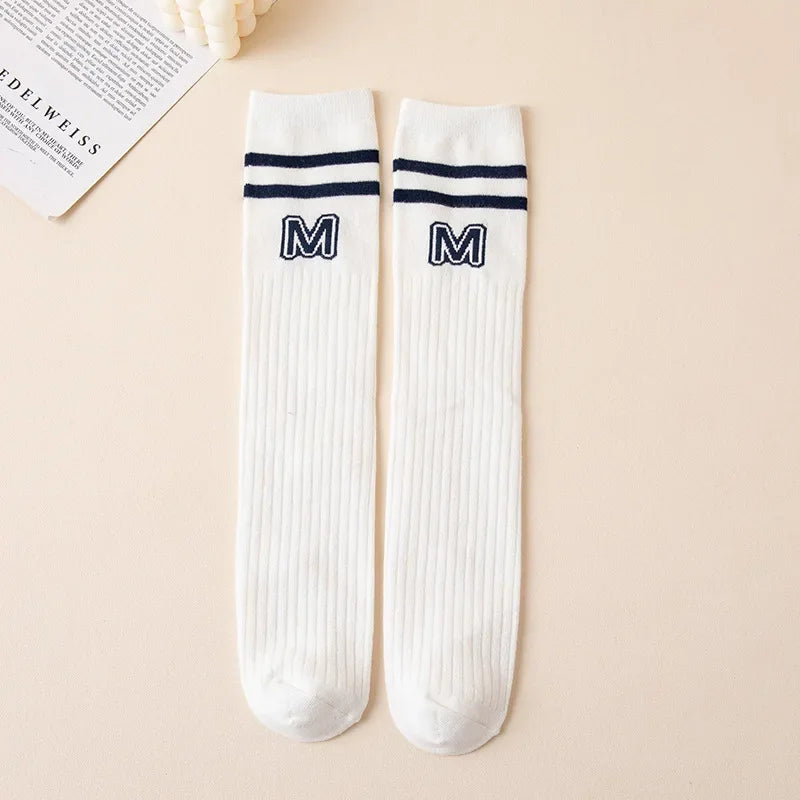 Kids Boy Girl School Sock Fashion Letter M Knee High Sock for Toddler Stocking Children Spring Autumn Cotton Soft Sock
