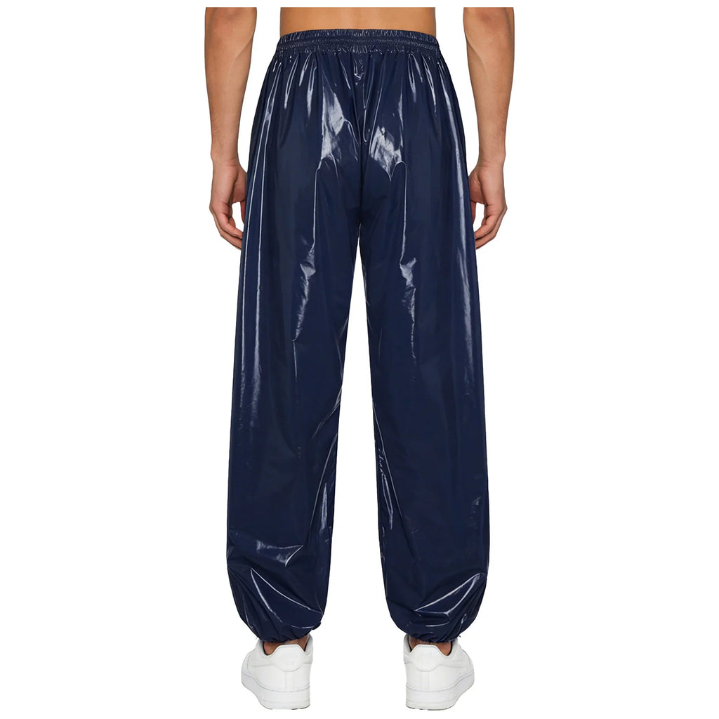 Mens Waterproof Jogging Pants Drawstring Elastic Waistband Side Pockets Track Pants Trousers for Club Party Workout Cycling