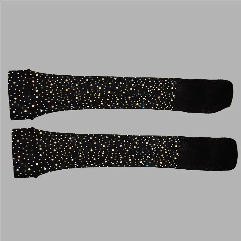 Women's Socks Hot Colored Diamond Calf Socks Fishnet Eyes Hollow Calf Socks Short Mesh Net Rhinestones Socks
