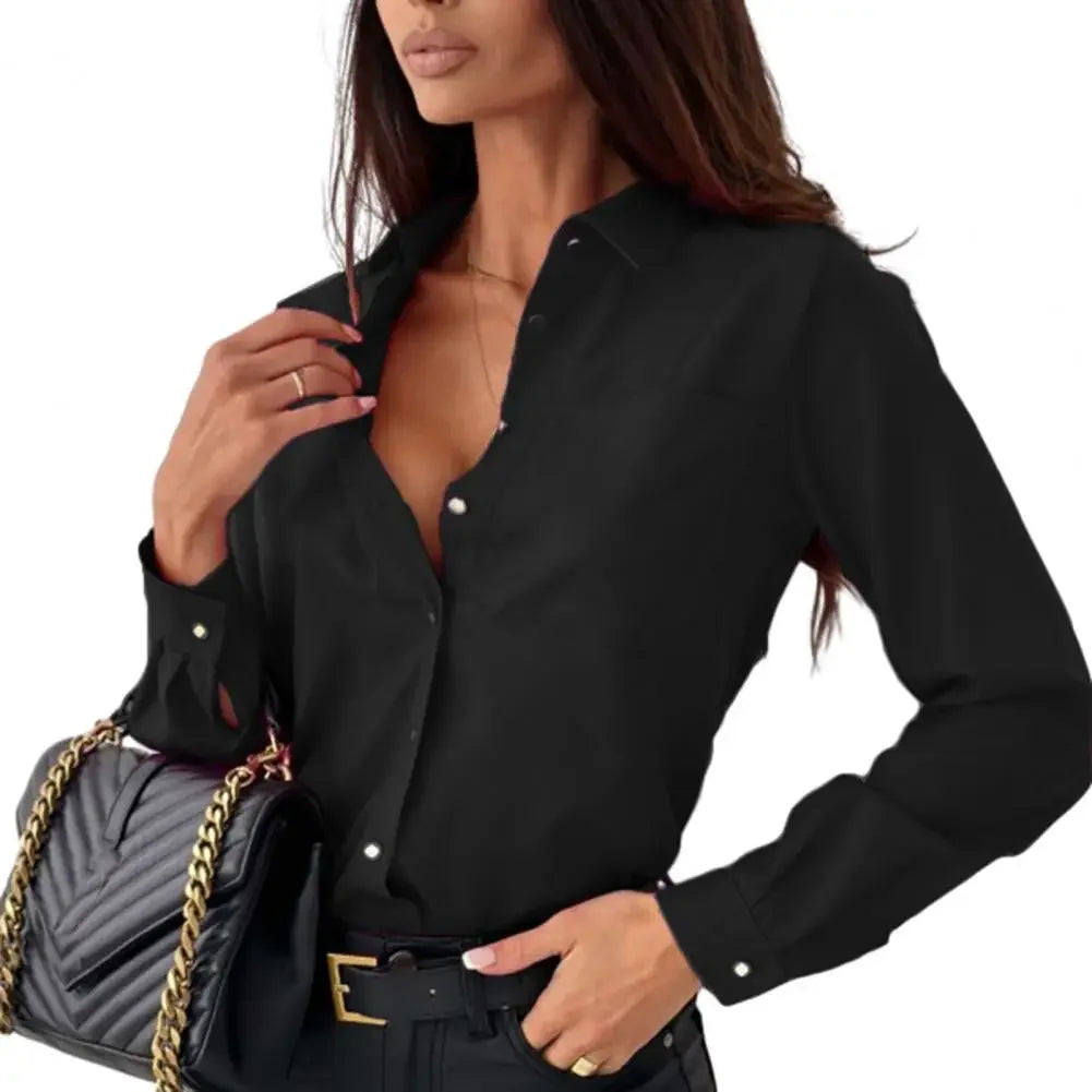 Autumn Fashion Long Sleeve Shirt Blouse Women Office Elegant Button Tops Casual White Black Shirts For Women 2024 New Blouse