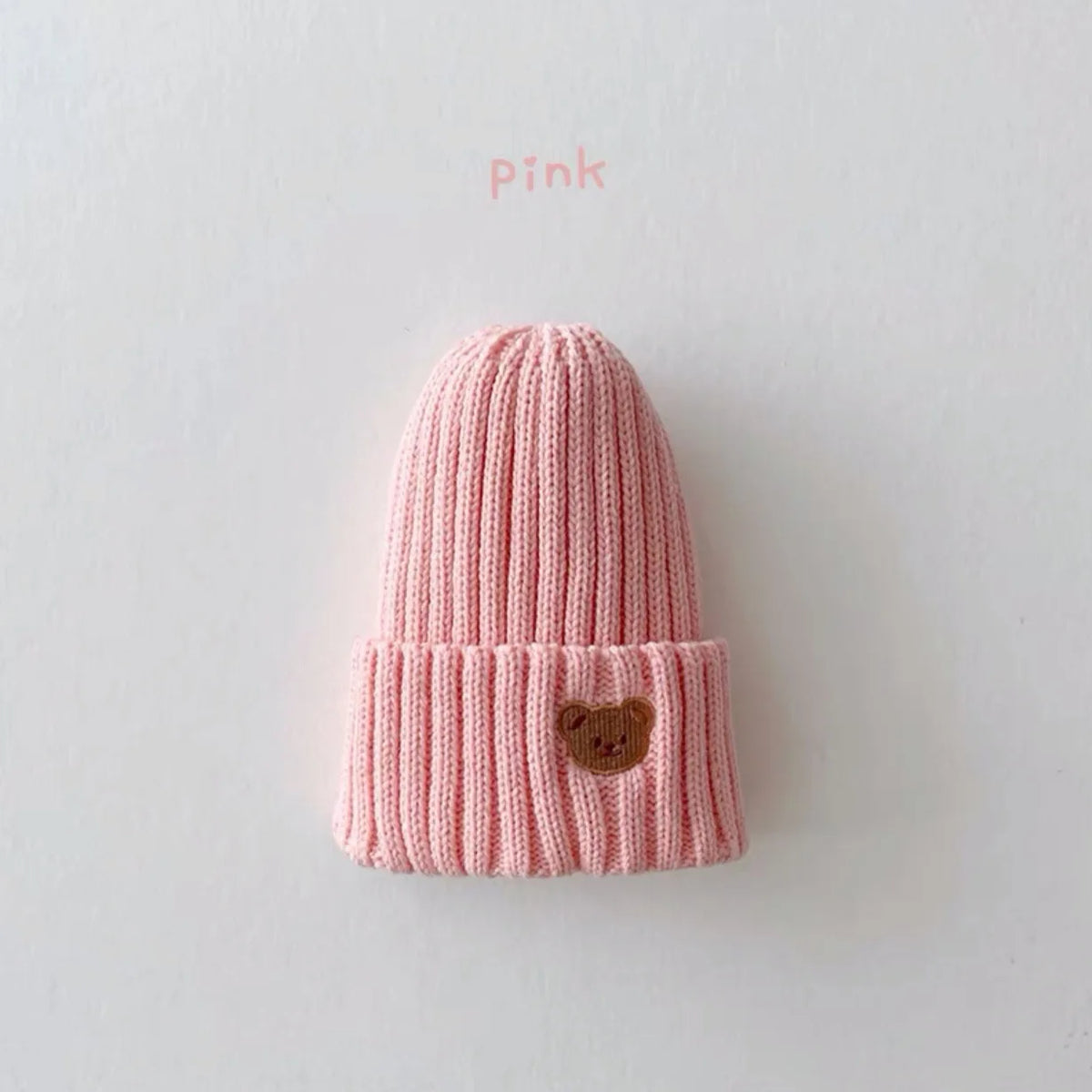Embroidery Kids Girls Boys Beanies Caps Warm Soft Casual Autumn Winter Solid Color Baby Knitted Hats Cute Bear Hats for Children
