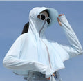 Women Sunscreen Hoodie Solid Color Thin Ice Silk Summer UV Protection Long-sleeved Jacket Breathable Shirt Clothing