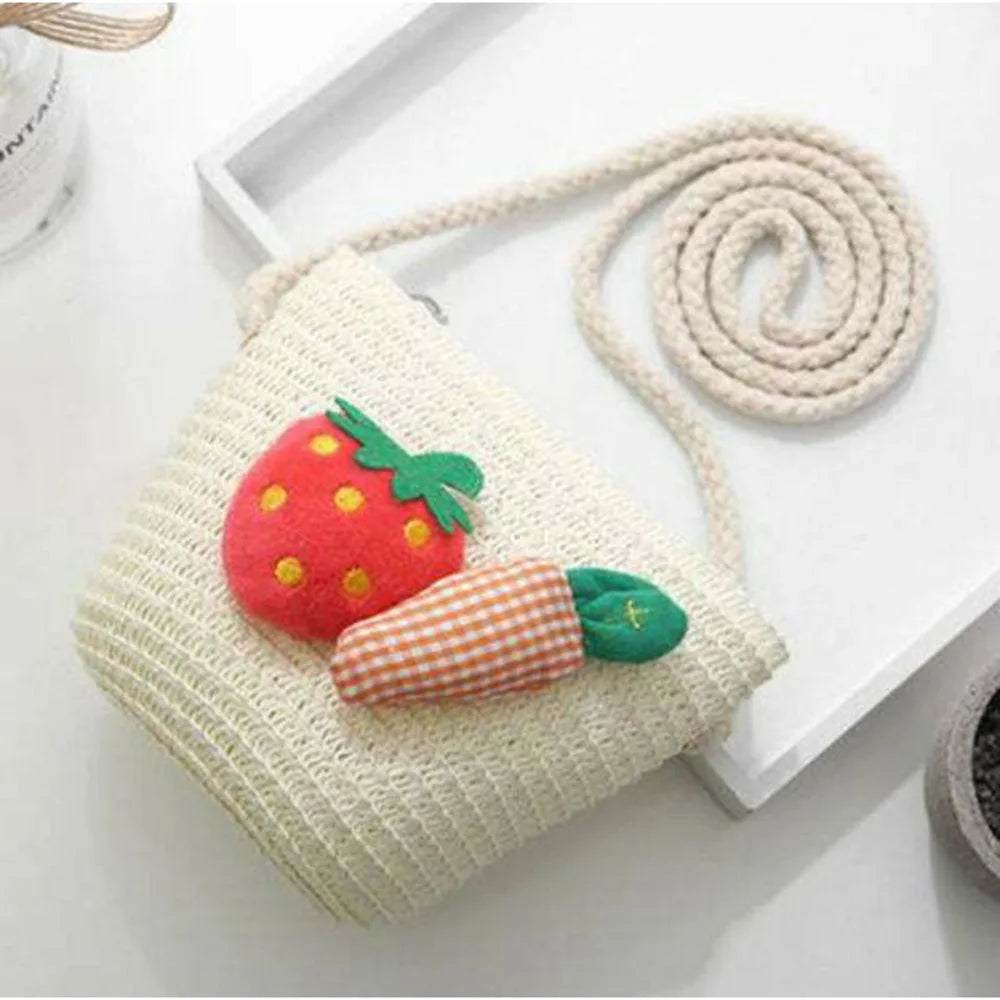 Kids Cute Hand Bag Children's Weave Shoulder Bags Fashion Straw Cross Bag For Girls Made From Natural