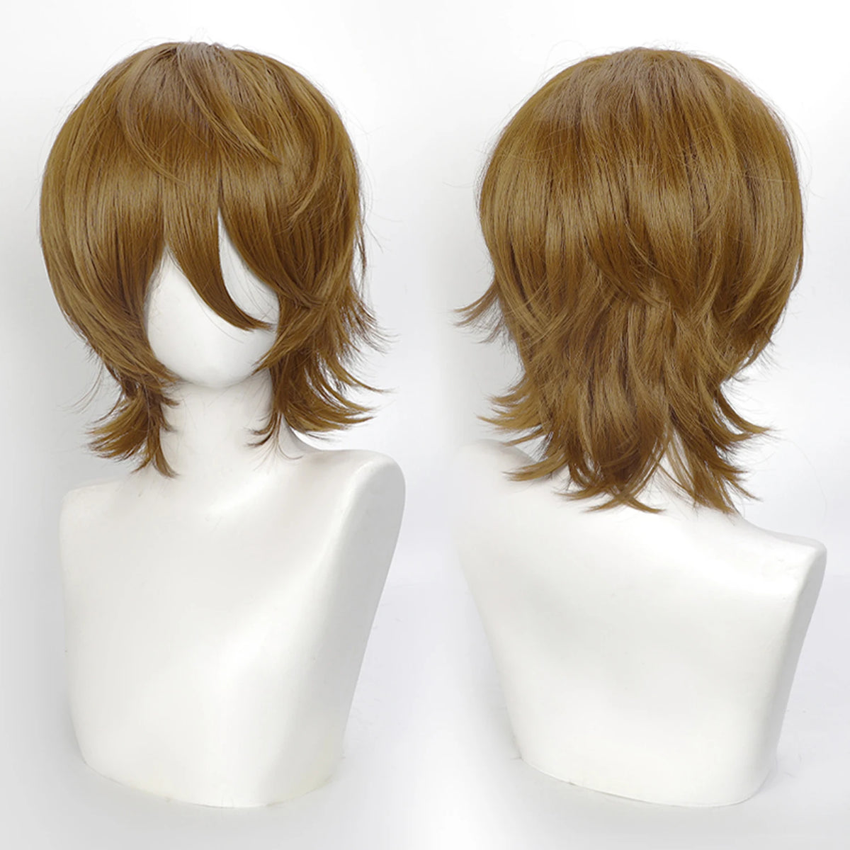 Short Wavy Bob Synthetic Wig with Air Bangs Heat Resistance Shoulder Length Curled 14inch Wigs for Daily Use Cosplay for Women