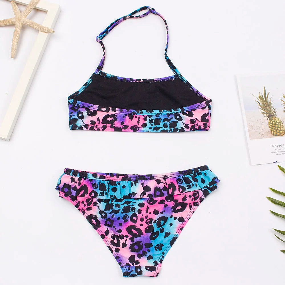 2026 Children's Swimwear Two Piece Butterfly Swimsuit For Girls Halter Summer Bikini Sets Kids Swimsuits Lovely Swimming Suit