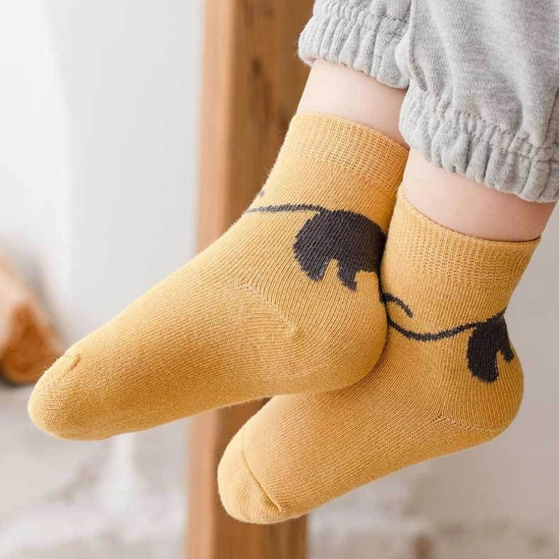 5/10 Pairs Kids Socks Autumn Winter Middle Tube Sock Cartoon Cat Pattern Comfortable Breathable Children Socks For Boys Girls