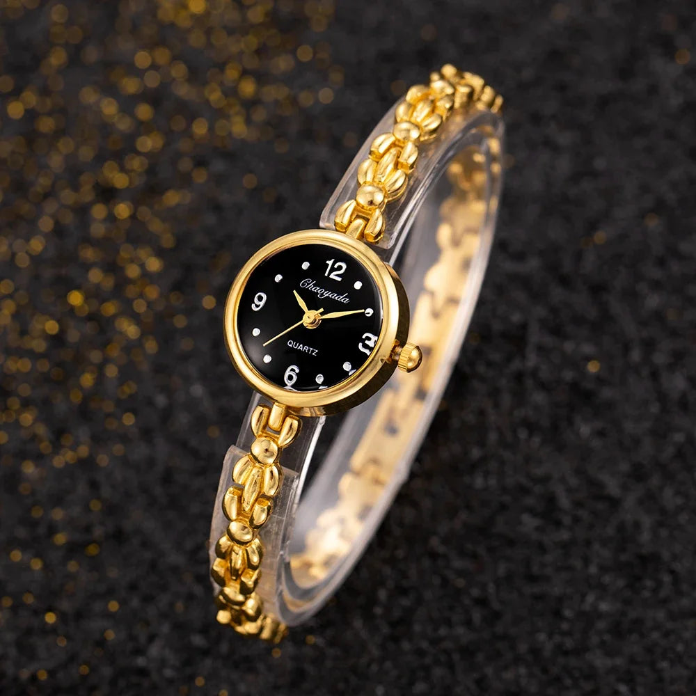 Vintage Gold Ladies Bracelet Watches Elegant Small Dial Quartz Wristwatch for Woman Fashion Simple Women Watch Relogio Feminino