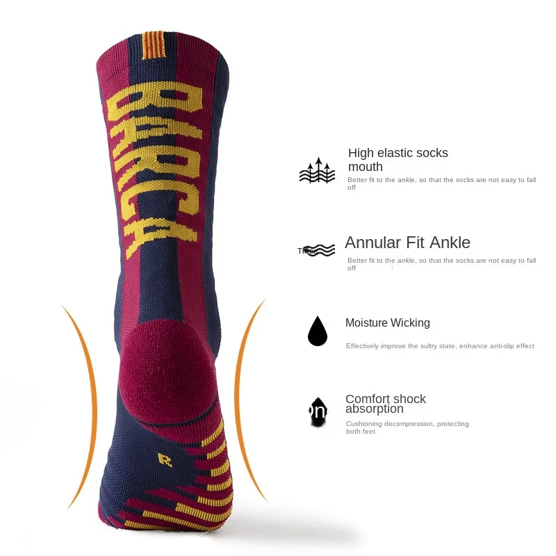 Star Adult Anti-Slip Training Socks 1 Pair Breathable Sports Team Football Thick Towel Bottom for Comfortable Wear