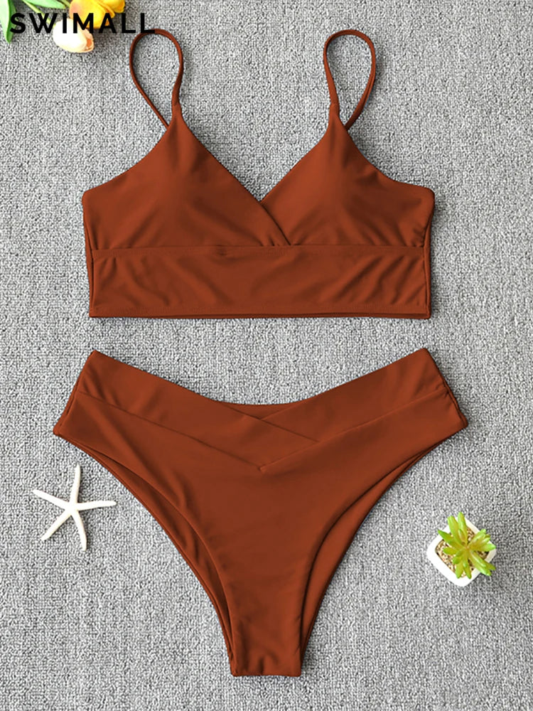 2025 Sexy Solid Swimsuit Women Bikini Push Up Swimwear Vest Bikini Set Brazilian Bathing Suit Two Piece Swim Suit Female