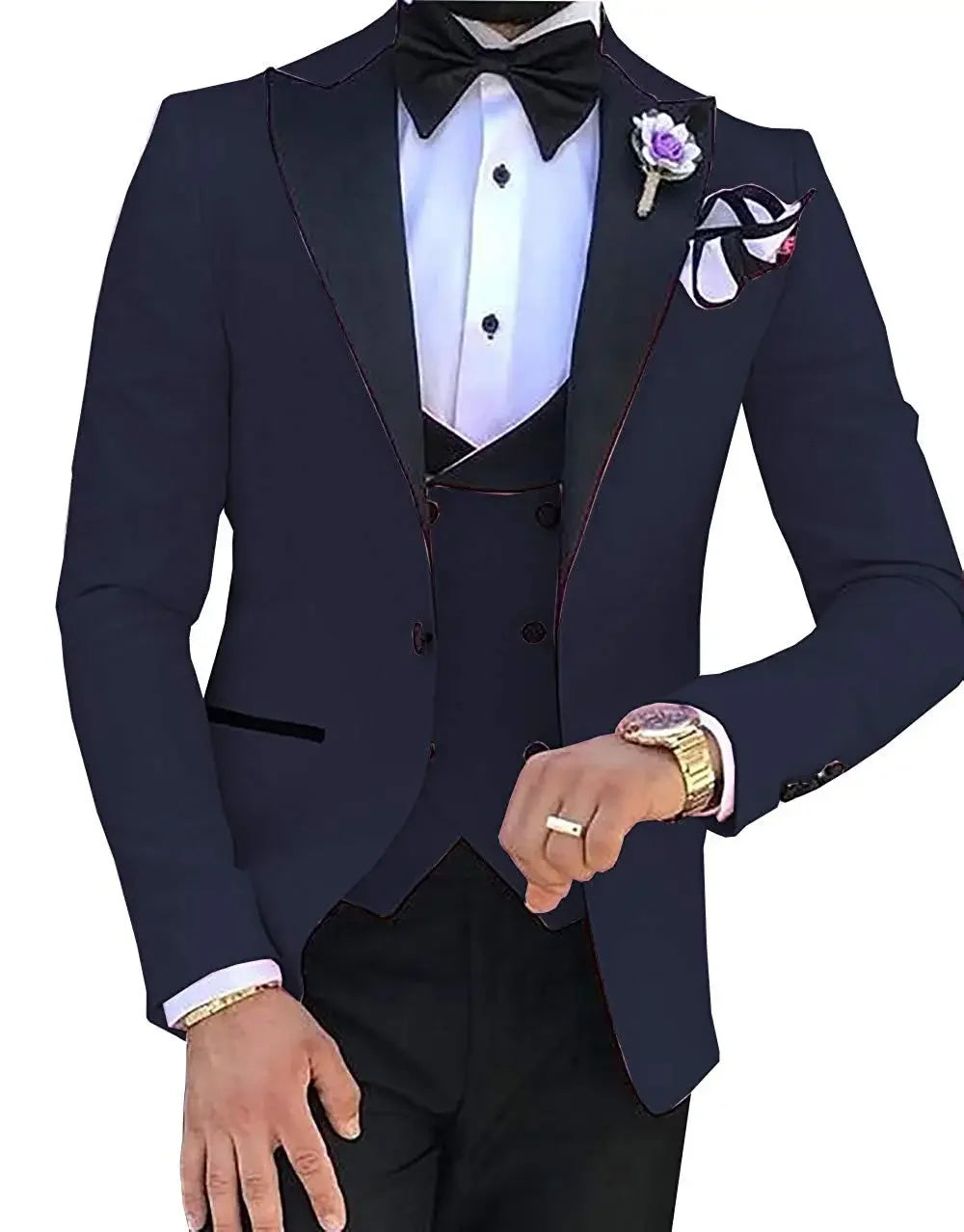 2024 Men 3 Pieces Suits For Men Custom Made Groom Groomsmen Tuxedos Wedding Men Suit Terno Masculino ( Jacket+Pants+Vest )