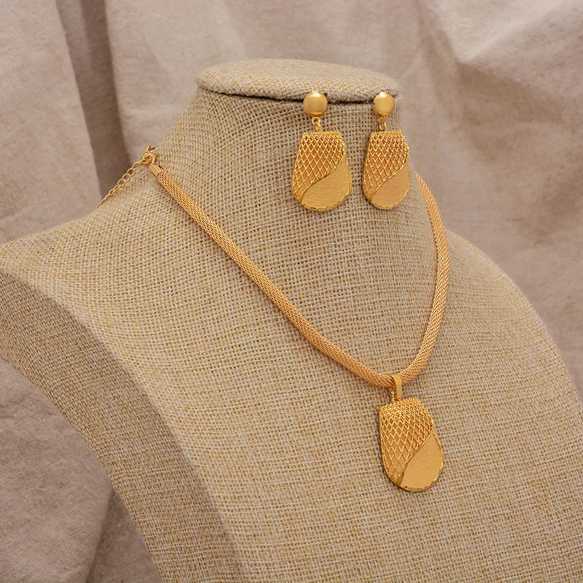 Women Jewelry Set Gold Plated High Quality Party African Bridal Flower Jewelry Set