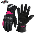  Women's Pink Winter Motorcycle Gloves, Waterproof Warm Windproof, Anti-Fall Urban Commuter Men Motorbike Gloves