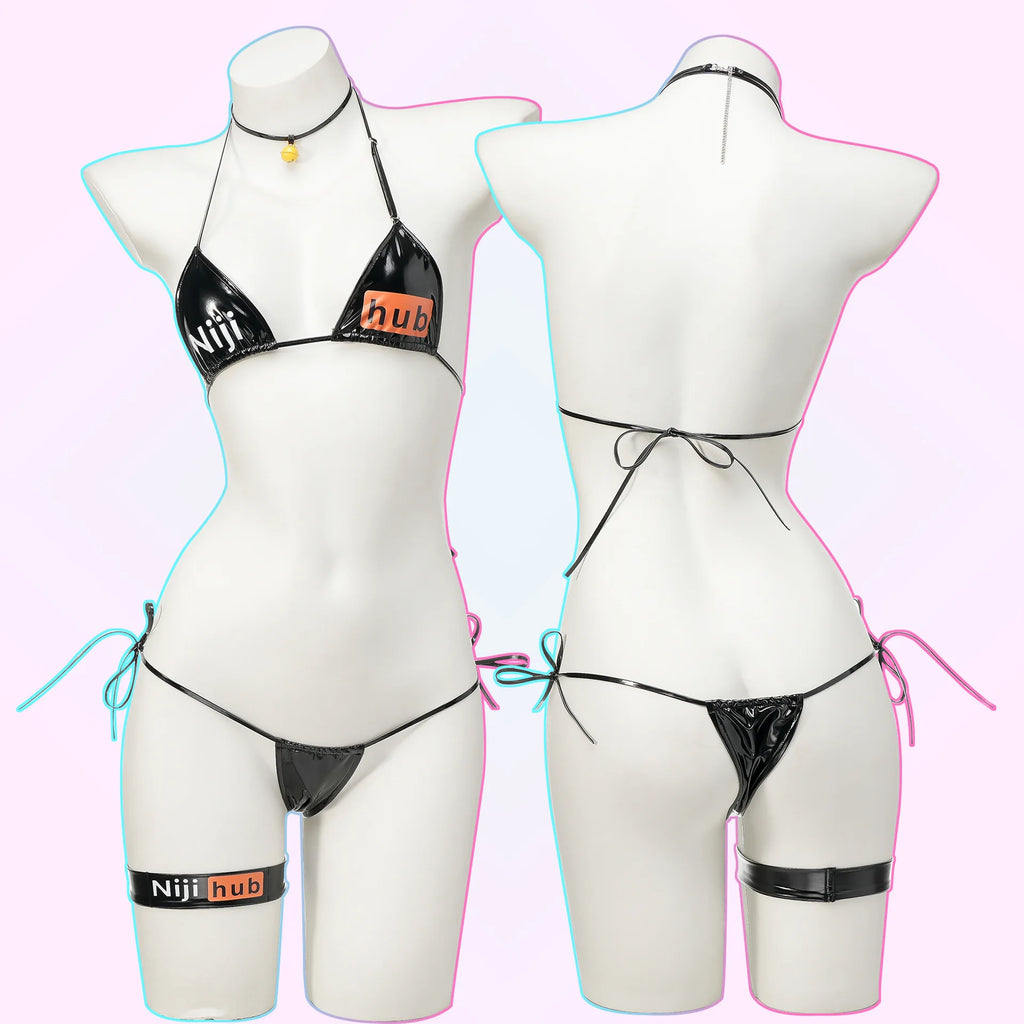 Funny patent leather Nijihub bandaged bikini anime private home clothes girl animation bikini