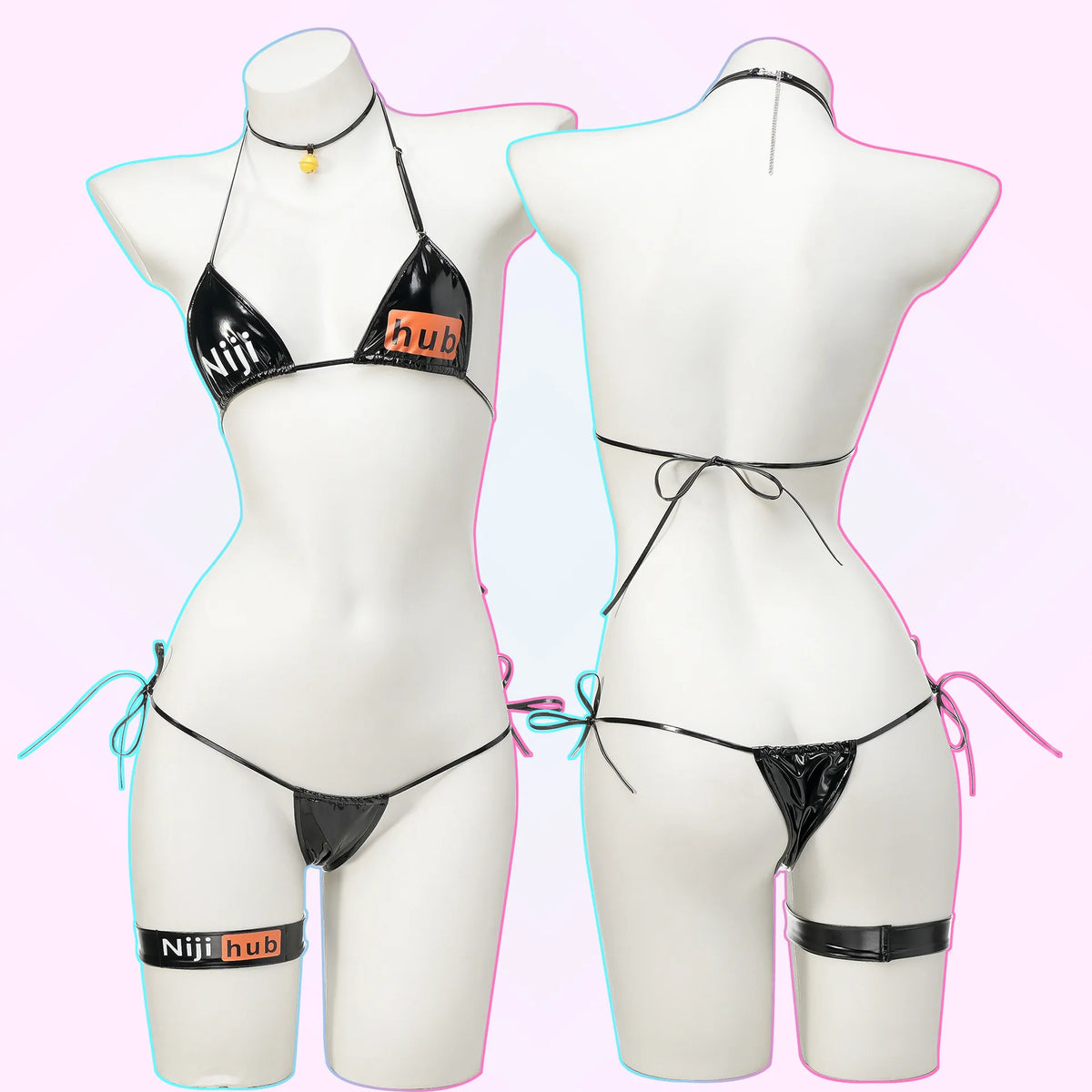 Funny patent leather Nijihub bandaged bikini anime private home clothes girl animation bikini
