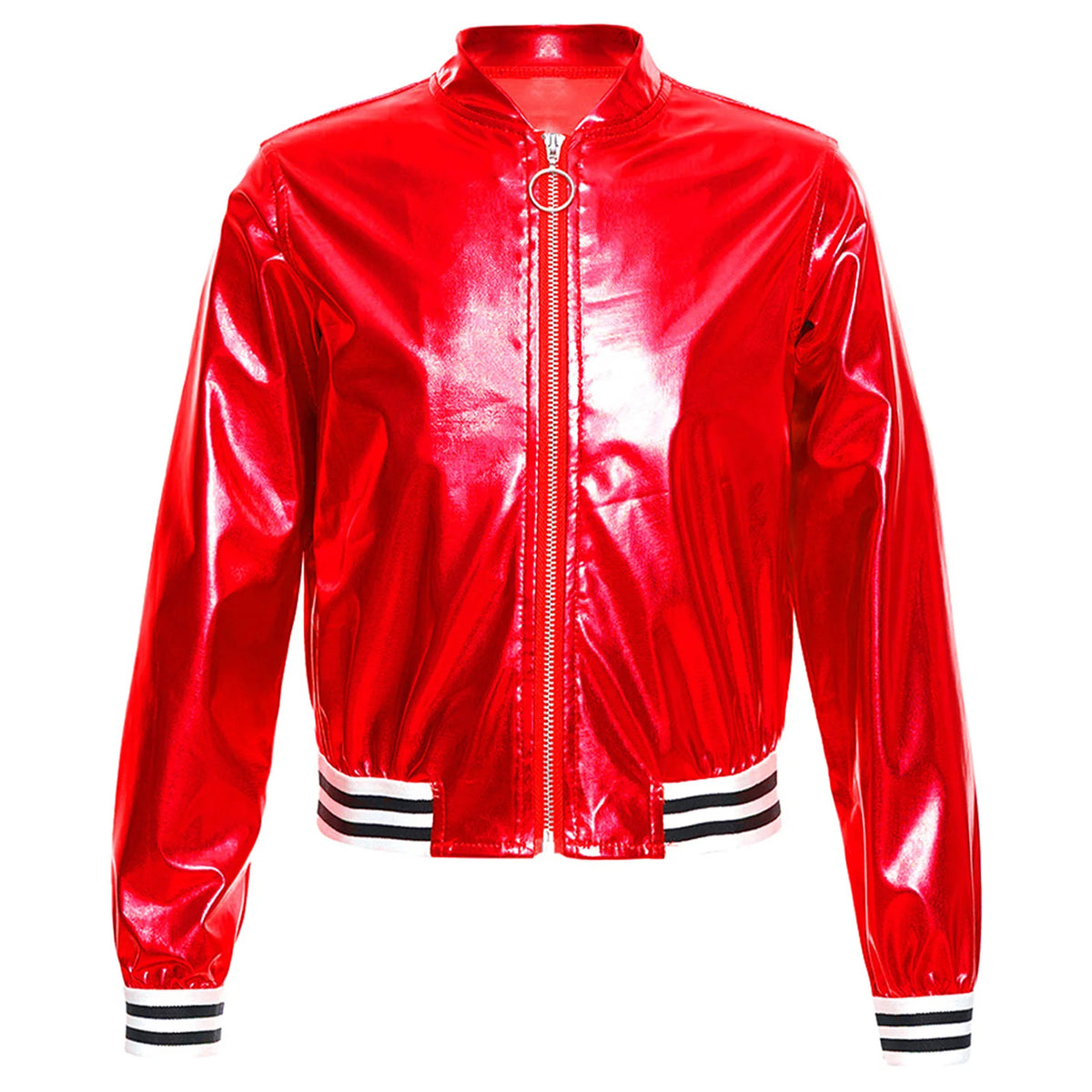Kids Girls Shiny Sequins Hip Hop Jazz Dance Jacket Long Sleeve Zipper Bomber Coat Outerwear Disco Stage Performance Streetwear
