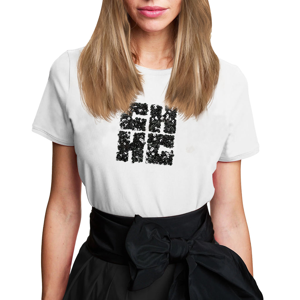 New Women's T Shirts Short Sleeve O Neck Casual Temperament Sequin Design Cotton Female Tops Summer Women Tee Tops