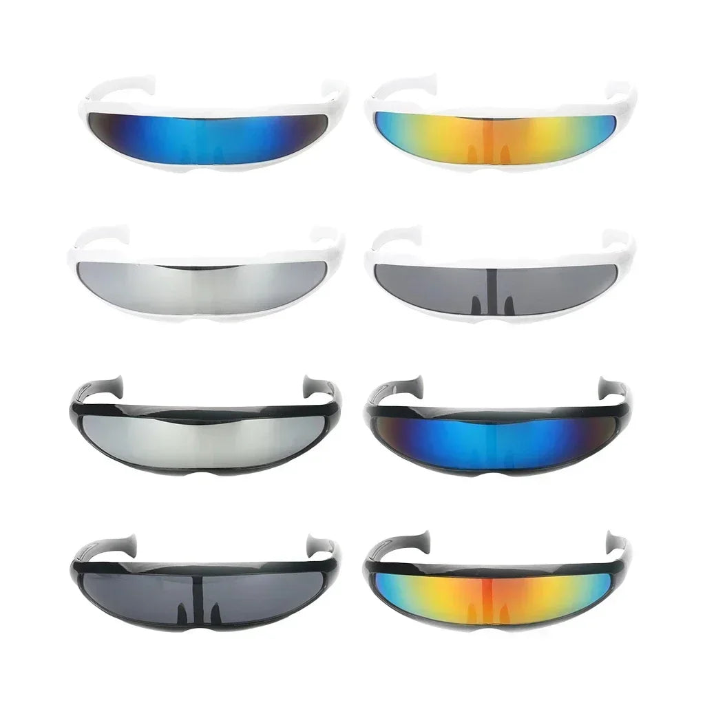 Conjoined Lens Sunglasses Men Women Fishtail Design X Laser Dolphins Mirror Glasses Windproof Goggles Space Robots Eyewear UV400