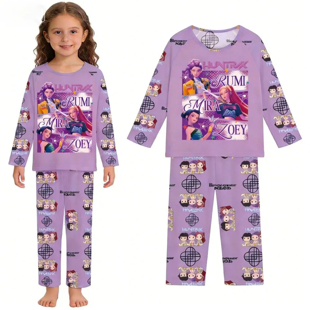 Kids Pajamas Set Long Sleeve Girls Clothing 2pcs Children's Sleepwear Teen Pyjamas Cartoon Boys Nightwear 3-14Y