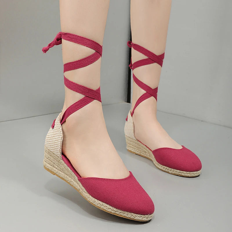 Sandals for Women 2026 Grass Woven High Heels Summer Strap High Heels Linen Soled Shoes Strap Hemp Rope Wedges Shoes for Women