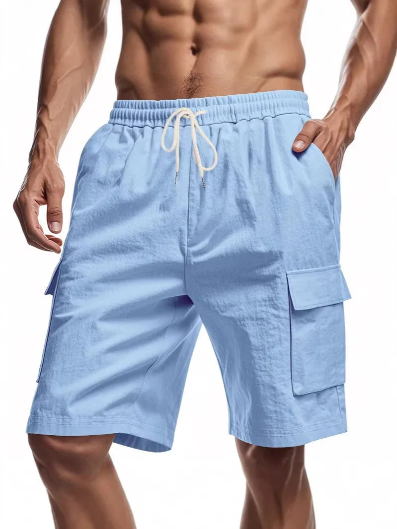 2026 New Men's Cotton Linen Shorts Pants Male Summer Breathable Solid Color Linen Trousers Fitness Streetwear S-3XL