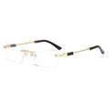 Trendy Rimless Sunglasses for Men Women Luxury design Rectangle Frame Sun Glasses Retro Shades Summer Traveling Eyewear UV400