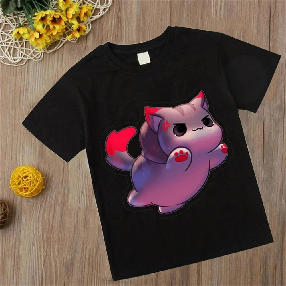 Kids Cotton T-Shirts For Girls Aphmau Printed T-Shirts Boys Outfits Cartoon Anime Girls Womens T-Shirts Cat Print Tops