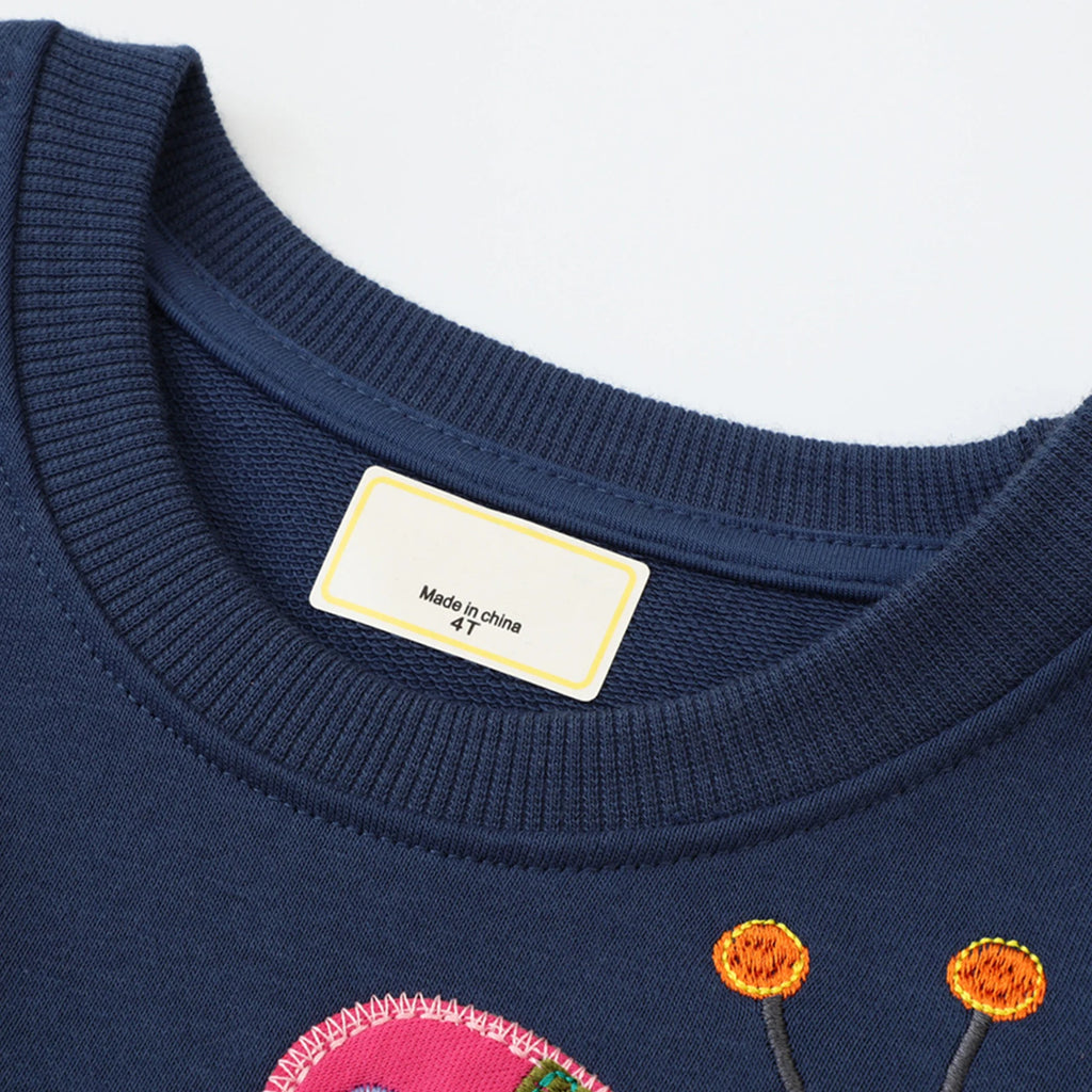 Girls Sweatershirt,Crew Neck Embroidered,Long Sleeve Pullover Toddler Kids Coat,Cotton Shirts,Floral Casual Children's Tops