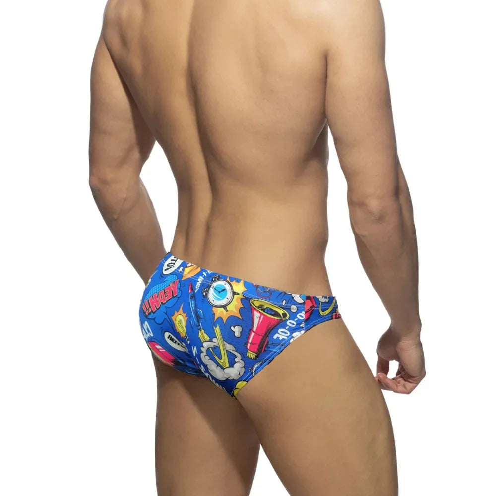 Men Swimwear Swim Bikini Briefs Swimsuits Male Sexy Fashion Beach Board Surf Shorts Swimming Trunks Low Waist Drawstring Summer
