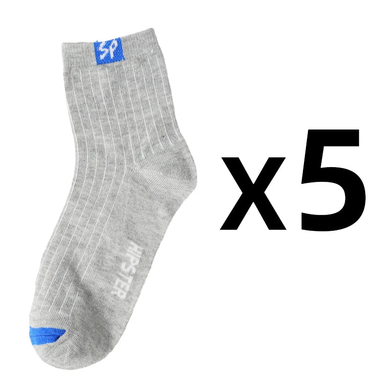 5 Pairs/Lot Men's Socks Polyester Cotton Fashion Street Fun New Styles Middle Tube Soft Breathable Short Casual Sock