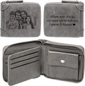 Personalized Custom Photo Wallets for Men, Engraved Customized Zipper Bifold Picture Wallet Fathers Day Birthday