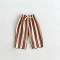 Kids Versatile Casual Pants With Striped Patterns Elastic Waist Trousers Match Summer Outfits Baby Kid Popular Bottoms Trousers