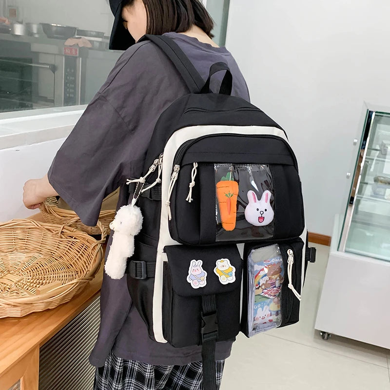 4 Pcs Sets Children's School Backpack Kawaii Women's Backpack Bookbag School Bags for Teens Girls mochilas para niñas 가방 рюкзак