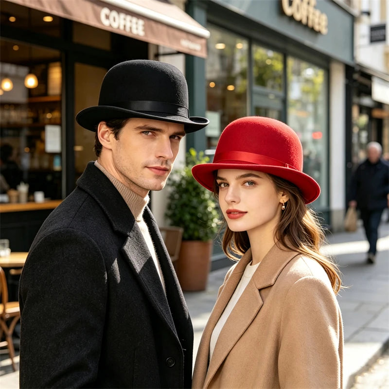 Halloween Men Women Magician Hats Cap Gentleman Jazz Hat Top Hat Black Red Party Bowler Hat